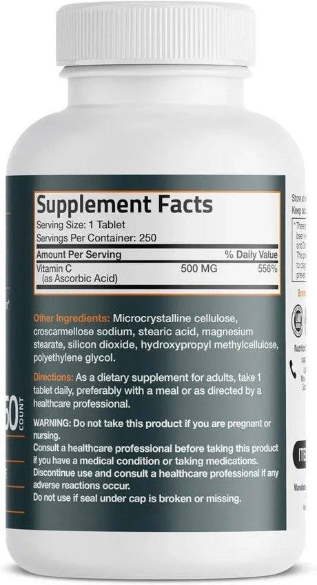 BRONSON - Bronson Vitamin C 500Mg. 250 Tabletas - The Red Vitamin MX - Suplementos Alimenticios - {{ shop.shopifyCountryName }}