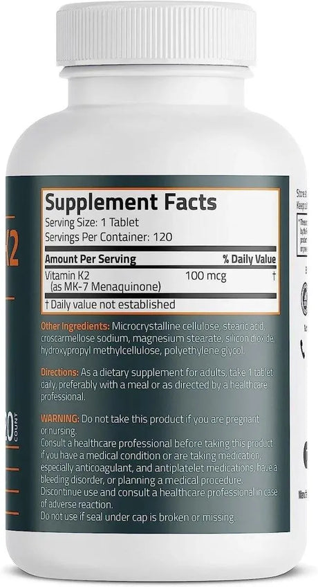 BRONSON - Bronson Vitamin K2 MK-7 100mcg 120 Tabletas - The Red Vitamin MX - Suplementos Alimenticios - {{ shop.shopifyCountryName }}