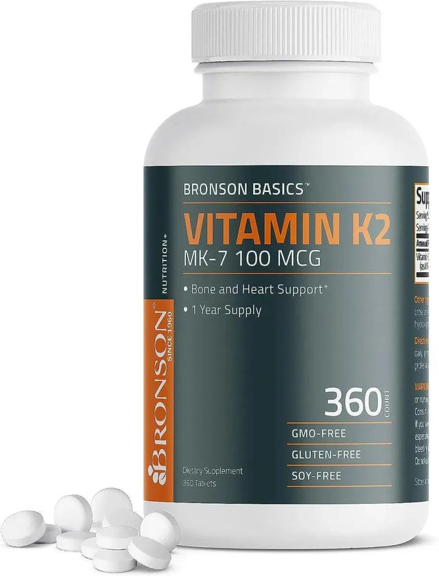 BRONSON - Bronson Vitamin K2 MK-7 100mcg 360 Tabletas - The Red Vitamin MX - Suplementos Alimenticios - {{ shop.shopifyCountryName }}