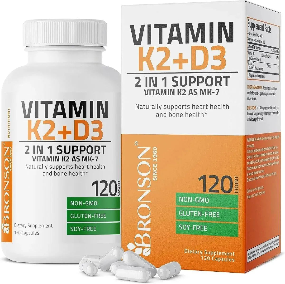 BRONSON - Bronson Vitamin K2 (MK7) with D3 120 Capsulas - The Red Vitamin MX - Suplementos Alimenticios - {{ shop.shopifyCountryName }}