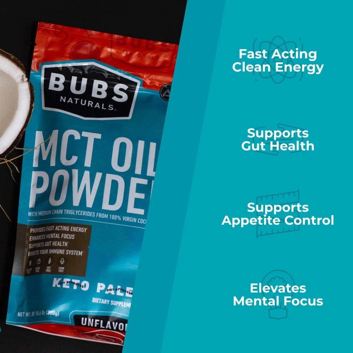 BUBS NATURALS - BUBS Naturals MCT Oil Powder 300Gr. - The Red Vitamin MX - Suplementos Alimenticios - {{ shop.shopifyCountryName }}