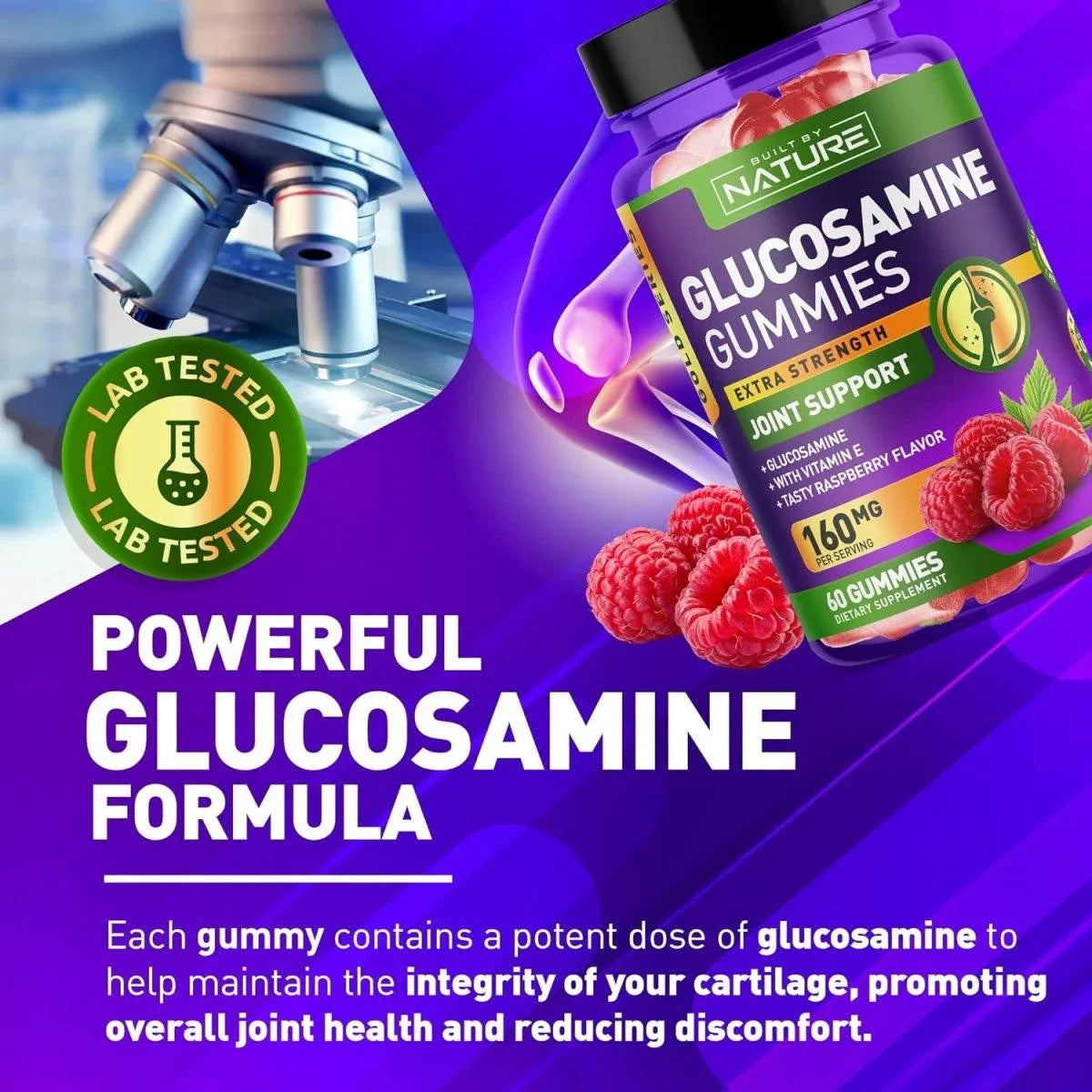 BUILT BY NATURE - Built by Nature Glucosamine Gummies with Vitamin E 60 gomitas - The Red Vitamin MX - Suplementos Alimenticios - {{ shop.shopifyCountryName }}