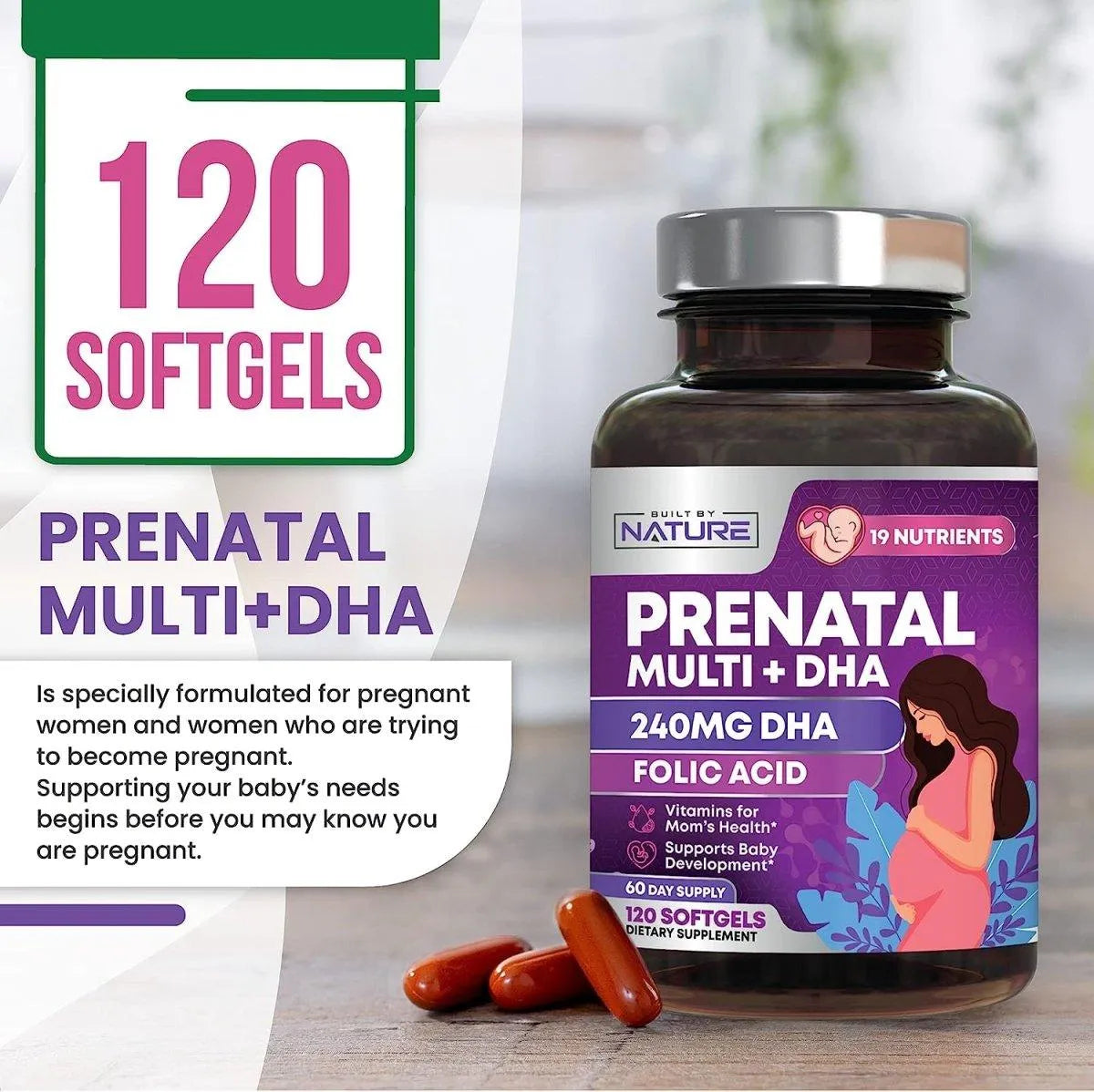 BUILT BY NATURE - Built by Nature Prenatal Multivitamin 120 Capsulas Blandas - The Red Vitamin MX - Suplementos Alimenticios - {{ shop.shopifyCountryName }}