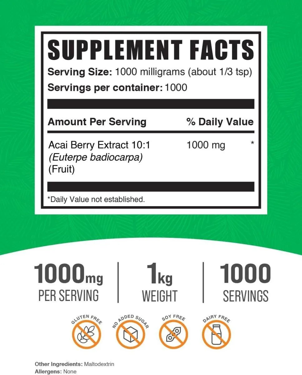 BULK SUPPLEMENTS - Bulk Supplements Acai Berry Extract Powder 1 Kg. - The Red Vitamin MX - Suplementos Alimenticios - {{ shop.shopifyCountryName }}