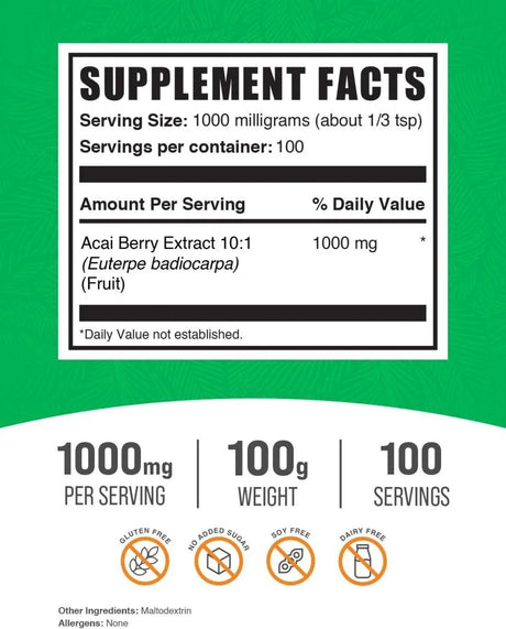 BULK SUPPLEMENTS - Bulk Supplements Acai Berry Extract Powder 100Gr. - The Red Vitamin MX - Suplementos Alimenticios - {{ shop.shopifyCountryName }}