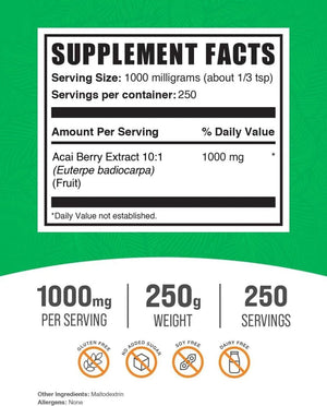 BULK SUPPLEMENTS - Bulk Supplements Acai Berry Extract Powder 250Gr. - The Red Vitamin MX - Suplementos Alimenticios - {{ shop.shopifyCountryName }}