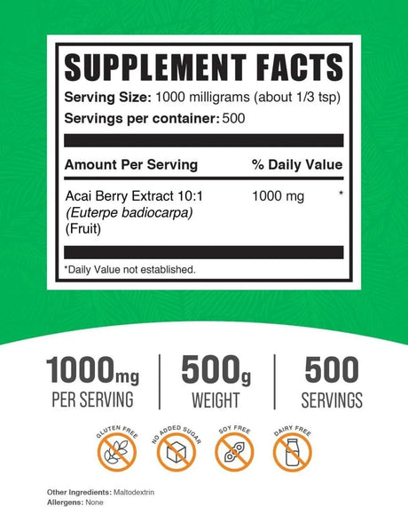 BULK SUPPLEMENTS - Bulk Supplements Acai Berry Extract Powder 500Gr. - The Red Vitamin MX - Suplementos Alimenticios - {{ shop.shopifyCountryName }}