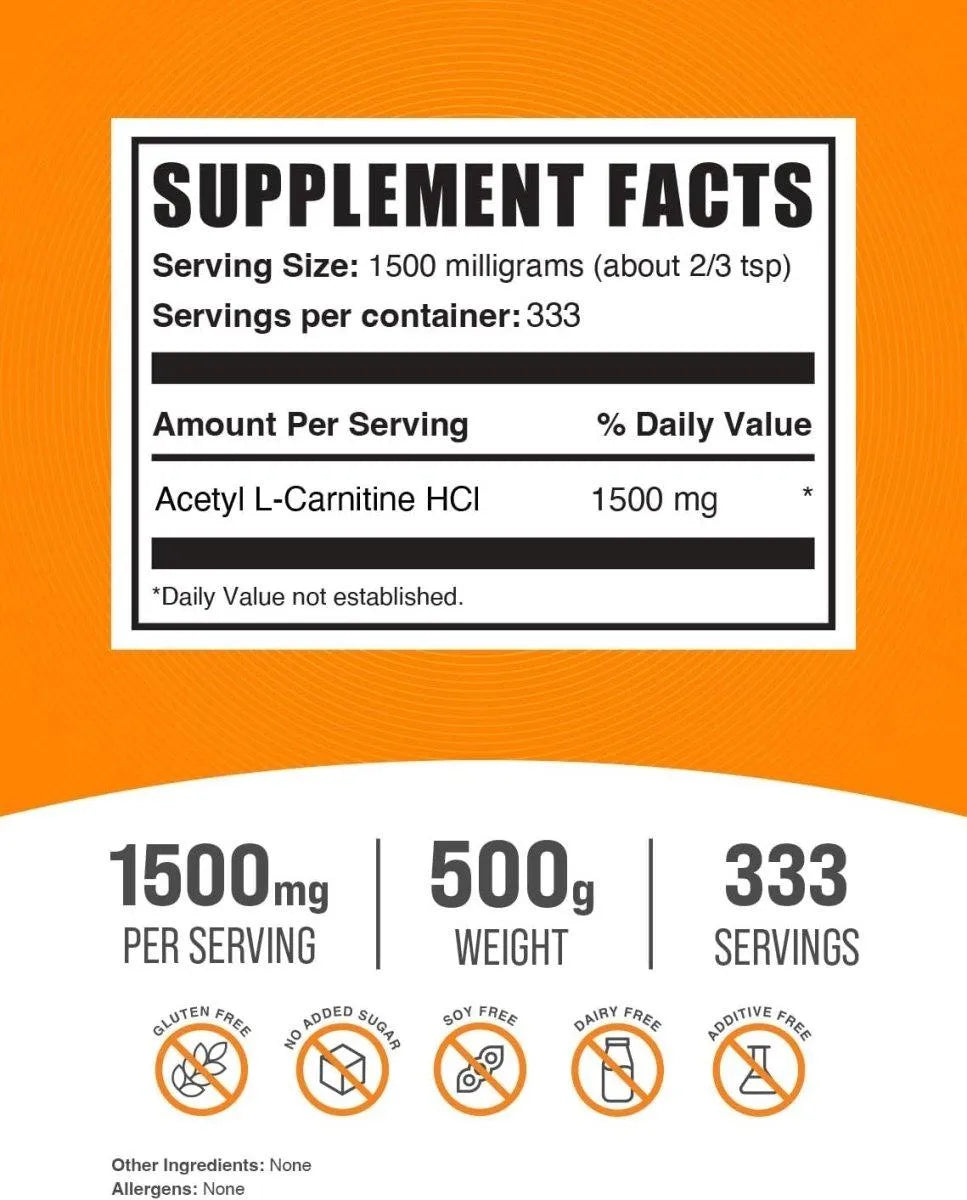 BULK SUPPLEMENTS - Bulk Supplements Acetyl L-Carnitine Powder 500Gr. - The Red Vitamin MX - Suplementos Alimenticios - {{ shop.shopifyCountryName }}