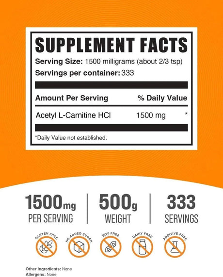 BULK SUPPLEMENTS - Bulk Supplements Acetyl L-Carnitine Powder 500Gr. - The Red Vitamin MX - Suplementos Alimenticios - {{ shop.shopifyCountryName }}