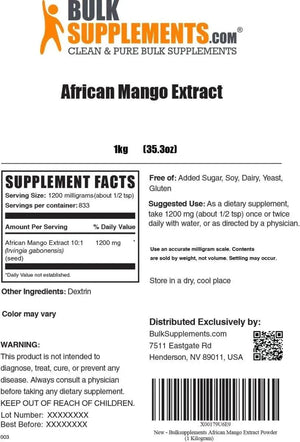 BULK SUPPLEMENTS - Bulk Supplements African Mango Extract Powder 1 Kg. - The Red Vitamin MX - Suplementos Alimenticios - {{ shop.shopifyCountryName }}