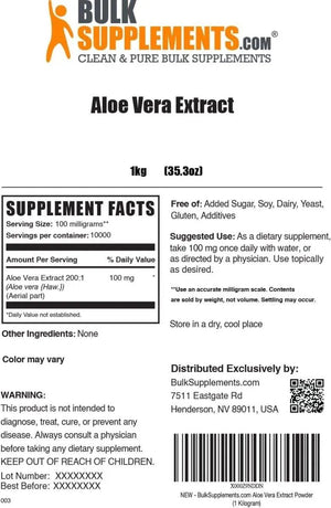 BULK SUPPLEMENTS - Bulk Supplements Aloe Vera Extract Powder 1 Kg. - The Red Vitamin MX - Suplementos Alimenticios - {{ shop.shopifyCountryName }}