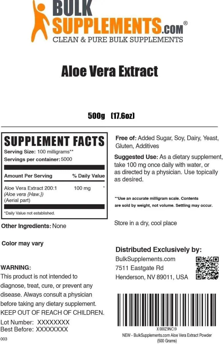 BULK SUPPLEMENTS - Bulk Supplements Aloe Vera Extract Powder 500Gr. - The Red Vitamin MX - Suplementos Alimenticios - {{ shop.shopifyCountryName }}