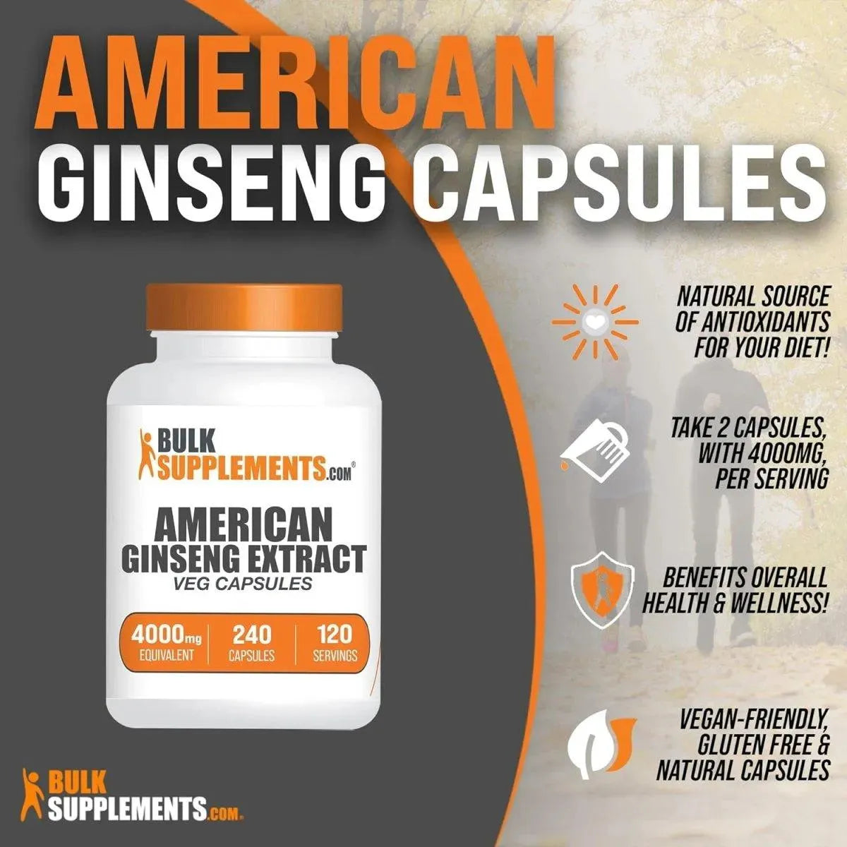 BULK SUPPLEMENTS - Bulk Supplements American Ginseng 4000Mg. 240 Capsulas - The Red Vitamin MX - Suplementos Alimenticios - {{ shop.shopifyCountryName }}