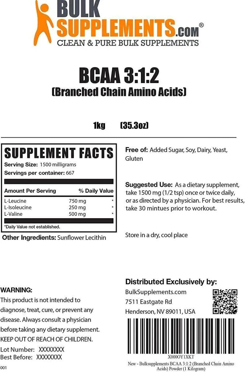 BULK SUPPLEMENTS - Bulk Supplements BCAA 3:1:2 1Kg. - The Red Vitamin MX - Suplementos Alimenticios - {{ shop.shopifyCountryName }}