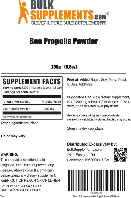 BULK SUPPLEMENTS - Bulk Supplements Bee Propolis Powder 1200Mg. 250Gr. - The Red Vitamin MX - Suplementos Alimenticios - {{ shop.shopifyCountryName }}