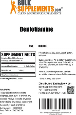 BULK SUPPLEMENTS - Bulk Supplements Benfotiamine Powder 25Gr. - The Red Vitamin MX - Suplementos Alimenticios - {{ shop.shopifyCountryName }}