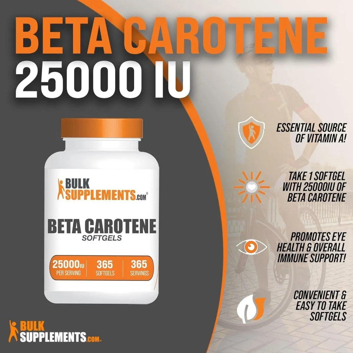 BULK SUPPLEMENTS - Bulk Supplements Beta Carotene 25000 IU 365 Capsulas Blandas - The Red Vitamin MX - Suplementos Alimenticios - {{ shop.shopifyCountryName }}