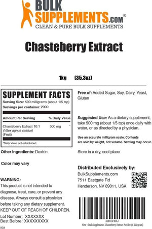 BULK SUPPLEMENTS - Bulk Supplements Chasteberry Extract Powder 1 Kg. - The Red Vitamin MX - Suplementos Alimenticios - {{ shop.shopifyCountryName }}