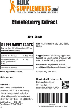 BULK SUPPLEMENTS - Bulk Supplements Chasteberry Extract Powder 250Gr. - The Red Vitamin MX - Suplementos Alimenticios - {{ shop.shopifyCountryName }}