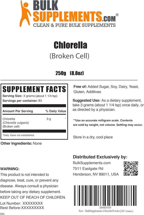 BULK SUPPLEMENTS - Bulk Supplements Chlorella Powder 250Gr. - The Red Vitamin MX - Suplementos Alimenticios - {{ shop.shopifyCountryName }}