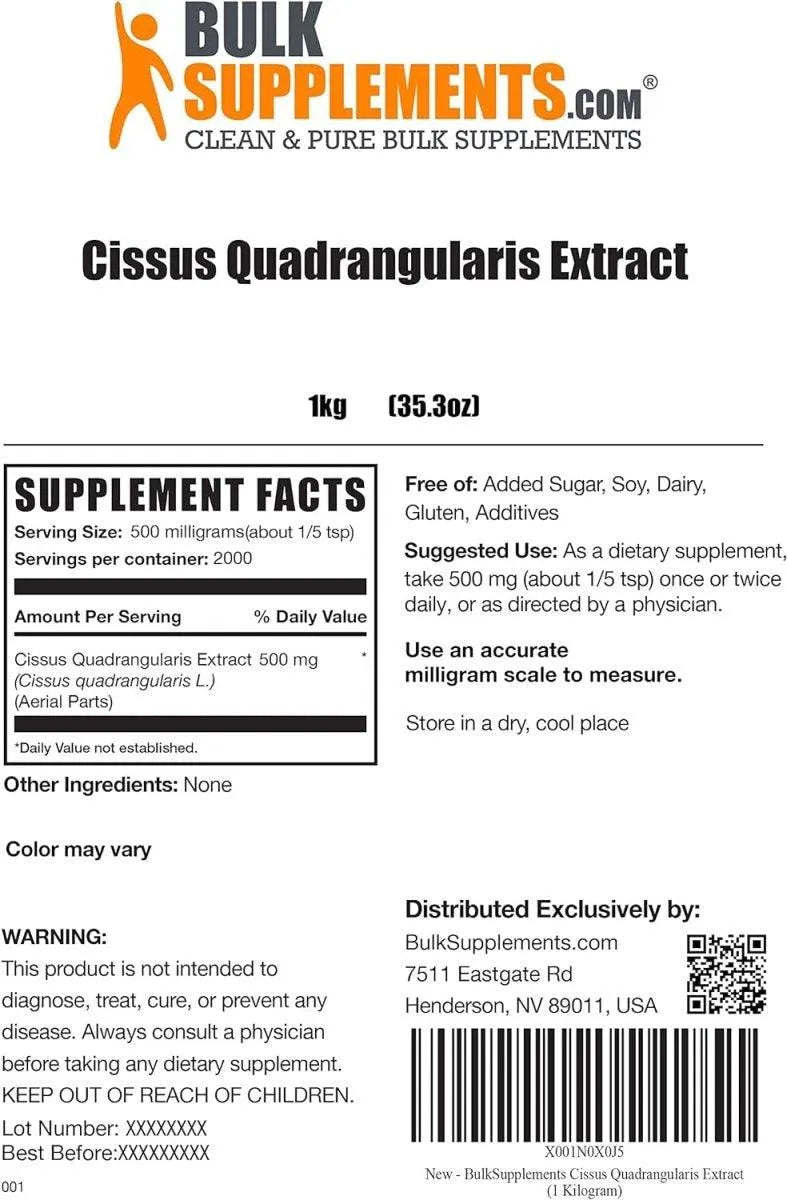 BULK SUPPLEMENTS - Bulk Supplements Cissus Quadrangularis Extract Powder 1 Kg. - The Red Vitamin MX - Suplementos Alimenticios - {{ shop.shopifyCountryName }}