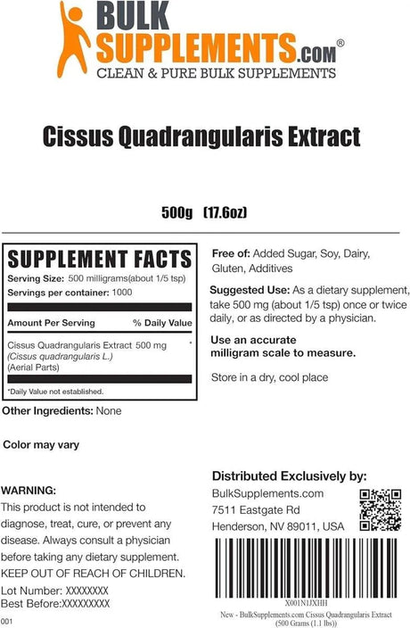 BULK SUPPLEMENTS - Bulk Supplements Cissus Quadrangularis Extract Powder 500Gr. - The Red Vitamin MX - Suplementos Alimenticios - {{ shop.shopifyCountryName }}