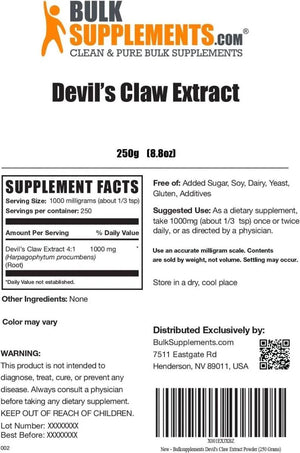 BULK SUPPLEMENTS - Bulk Supplements Devil's Claw Extract Powder 250Gr. - The Red Vitamin MX - Suplementos Alimenticios - {{ shop.shopifyCountryName }}