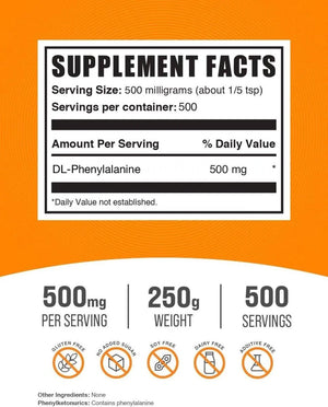 BULK SUPPLEMENTS - Bulk Supplements DL-Phenylalanine Powder 250Gr. - The Red Vitamin MX - Suplementos Alimenticios - {{ shop.shopifyCountryName }}