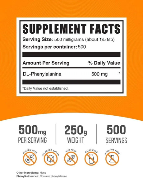 BULK SUPPLEMENTS - Bulk Supplements DL-Phenylalanine Powder 250Gr. - The Red Vitamin MX - Suplementos Alimenticios - {{ shop.shopifyCountryName }}