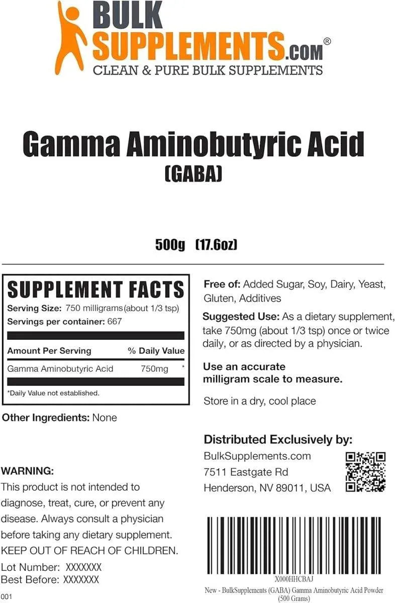 BULK SUPPLEMENTS - Bulk Supplements Gamma Aminobutyric Acid Powder 500Gr. - The Red Vitamin MX - Suplementos Alimenticios - {{ shop.shopifyCountryName }}