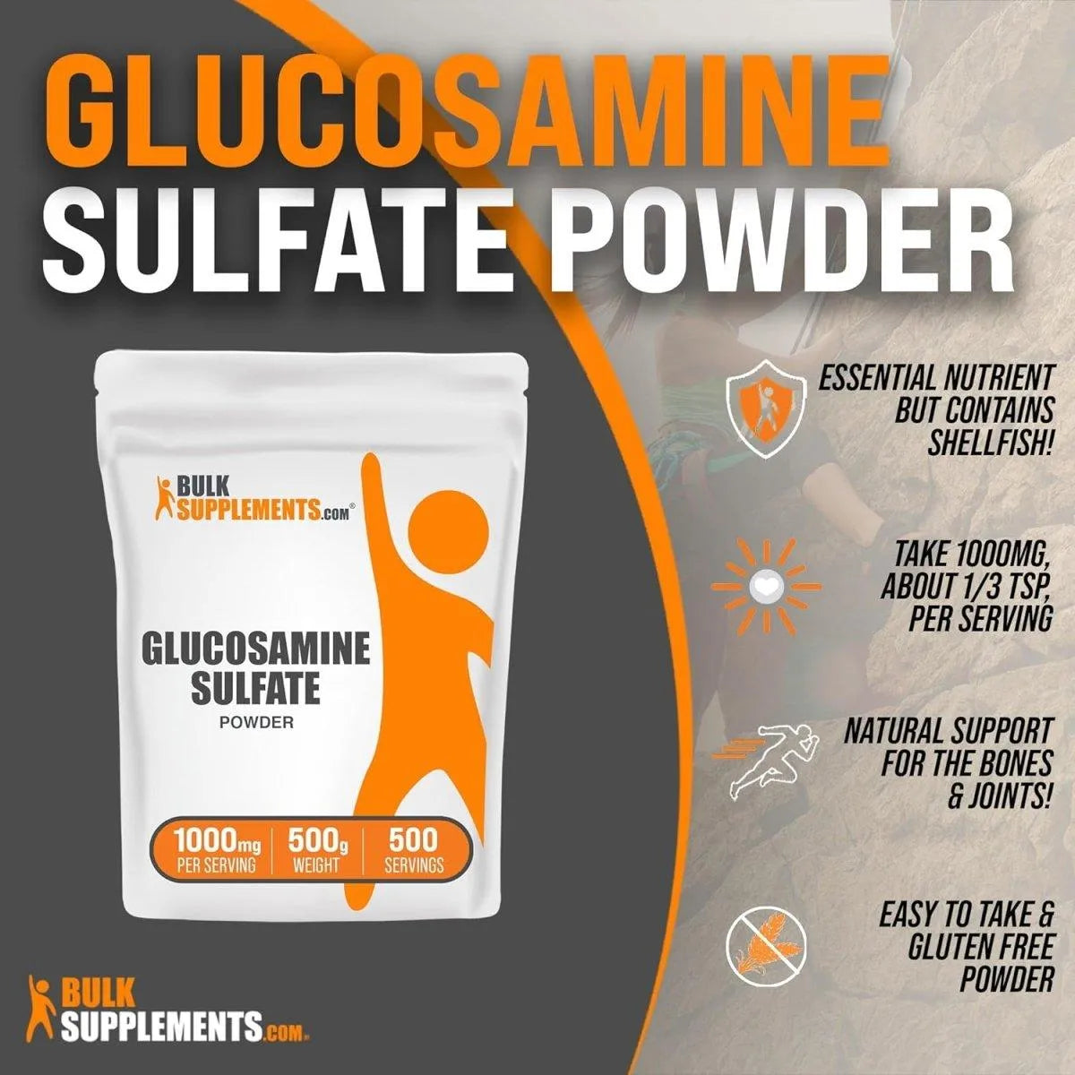 BULK SUPPLEMENTS - Bulk Supplements Glucosamine Sulfate Powder 500Gr. - The Red Vitamin MX - Suplementos Alimenticios - {{ shop.shopifyCountryName }}