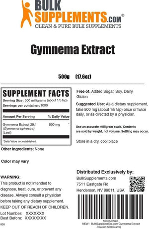 BULK SUPPLEMENTS - Bulk Supplements Gymnema Sylvestre Extract Powder 500Gr. - The Red Vitamin MX - Suplementos Alimenticios - {{ shop.shopifyCountryName }}