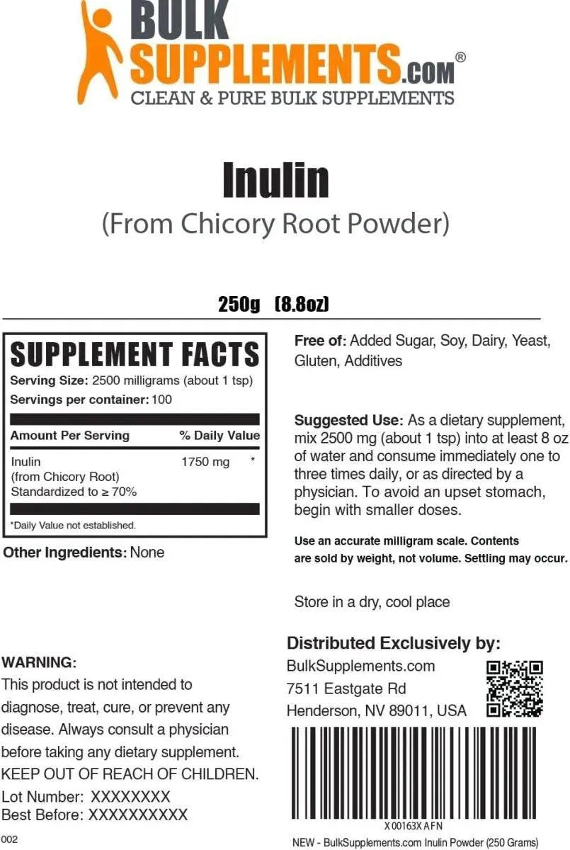 BULK SUPPLEMENTS - Bulk Supplements Inulin Powder 250Gr. - The Red Vitamin MX - Suplementos Alimenticios - {{ shop.shopifyCountryName }}