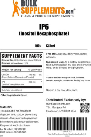 BULK SUPPLEMENTS - Bulk Supplements IP6 Powder Inositol Hexaphosphate 100Gr. - The Red Vitamin MX - Suplementos Alimenticios - {{ shop.shopifyCountryName }}