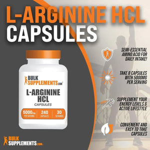 BULK SUPPLEMENTS - Bulk Supplements L-Arginine HCl 5000Mg. 240 Capsulas - The Red Vitamin MX - Suplementos Alimenticios - {{ shop.shopifyCountryName }}