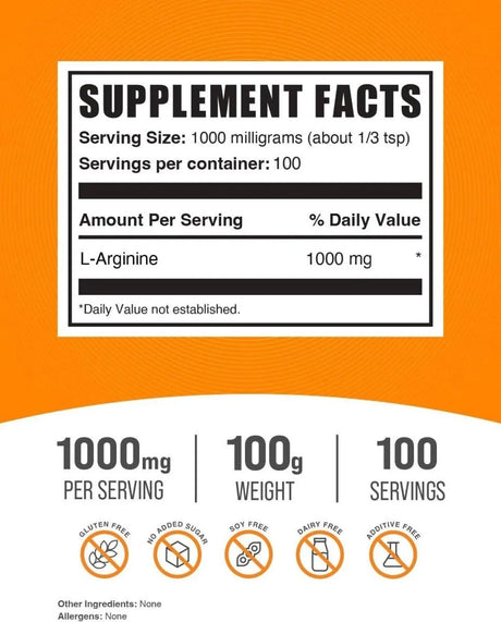 BULK SUPPLEMENTS - Bulk Supplements L-Arginine Powder 100Gr. - The Red Vitamin MX - Suplementos Alimenticios - {{ shop.shopifyCountryName }}