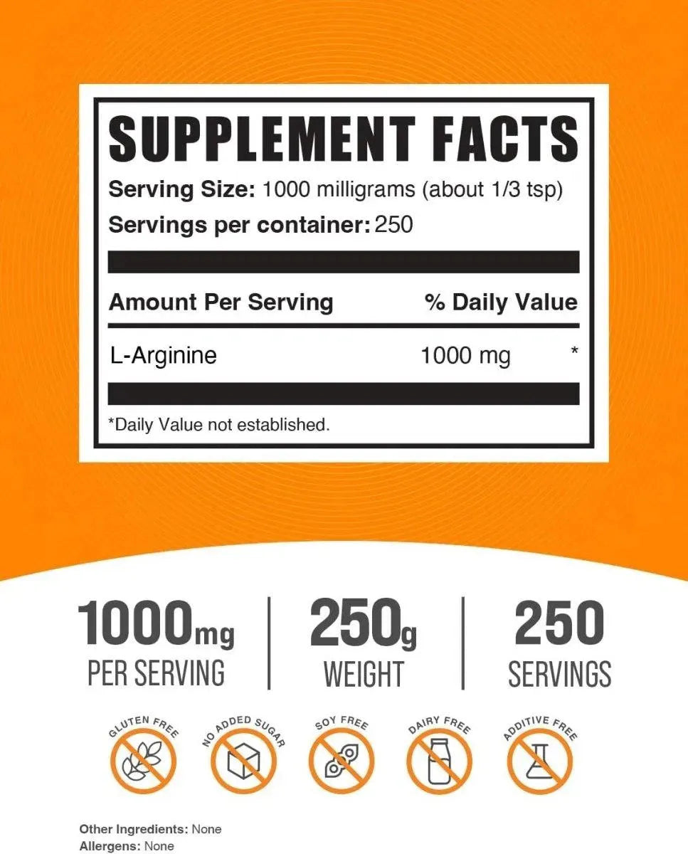 BULK SUPPLEMENTS - Bulk Supplements L-Arginine Powder 250Gr. - The Red Vitamin MX - Suplementos Alimenticios - {{ shop.shopifyCountryName }}