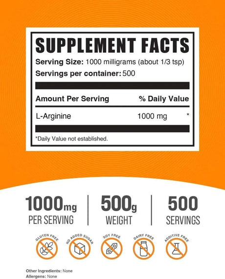 BULK SUPPLEMENTS - Bulk Supplements L-Arginine Powder 500Gr. - The Red Vitamin MX - Suplementos Alimenticios - {{ shop.shopifyCountryName }}