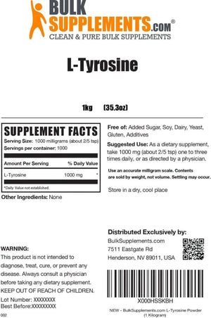 BULK SUPPLEMENTS - Bulk Supplements L-Tyrosine Powder 1Kg. - The Red Vitamin MX - Suplementos Alimenticios - {{ shop.shopifyCountryName }}