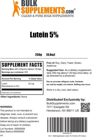 BULK SUPPLEMENTS - Bulk Supplements Lutein Powder 250Gr. - The Red Vitamin MX - Suplementos Alimenticios - {{ shop.shopifyCountryName }}