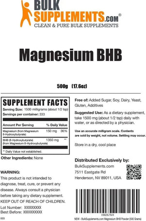 BULK SUPPLEMENTS - Bulk Supplements Magnesium BHB Powder 500Gr. - The Red Vitamin MX - Suplementos Alimenticios - {{ shop.shopifyCountryName }}