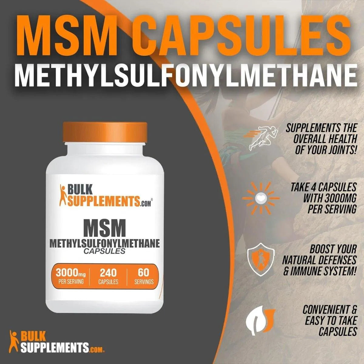 BULK SUPPLEMENTS - Bulk Supplements MSM 3000Mg. 240 Capsulas - The Red Vitamin MX - Suplementos Alimenticios - {{ shop.shopifyCountryName }}