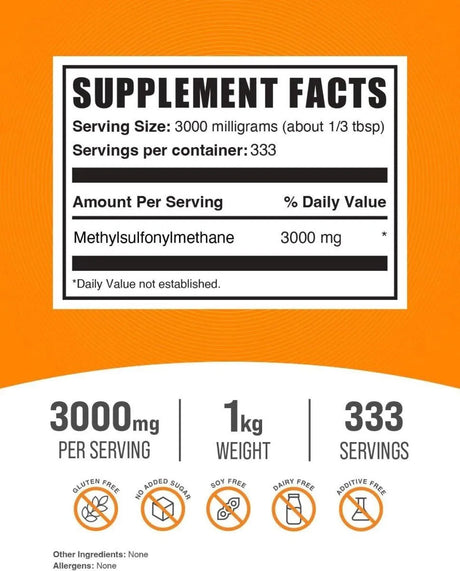 BULK SUPPLEMENTS - Bulk Supplements MSM Powder 500Gr. - The Red Vitamin MX - Suplementos Alimenticios - {{ shop.shopifyCountryName }}