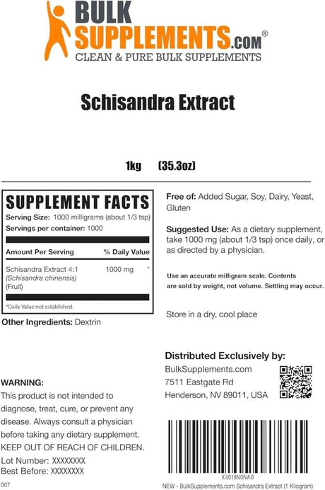 BULK SUPPLEMENTS - Bulk Supplements Schisandra Extract Powder 1 Kg. - The Red Vitamin MX - Suplementos Alimenticios - {{ shop.shopifyCountryName }}