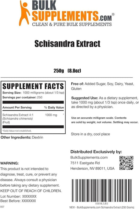 BULK SUPPLEMENTS - Bulk Supplements Schisandra Extract Powder 250Gr. - The Red Vitamin MX - Suplementos Alimenticios - {{ shop.shopifyCountryName }}