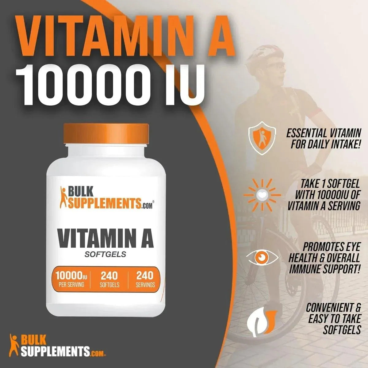 BULK SUPPLEMENTS - Bulk Supplements Vitamin A 10000 IU 240 Capsulas Blandas - The Red Vitamin MX - Suplementos Alimenticios - {{ shop.shopifyCountryName }}