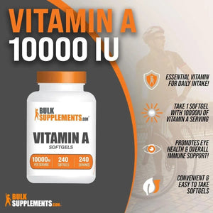 BULK SUPPLEMENTS - Bulk Supplements Vitamin A 10000 IU 240 Capsulas Blandas - The Red Vitamin MX - Suplementos Alimenticios - {{ shop.shopifyCountryName }}