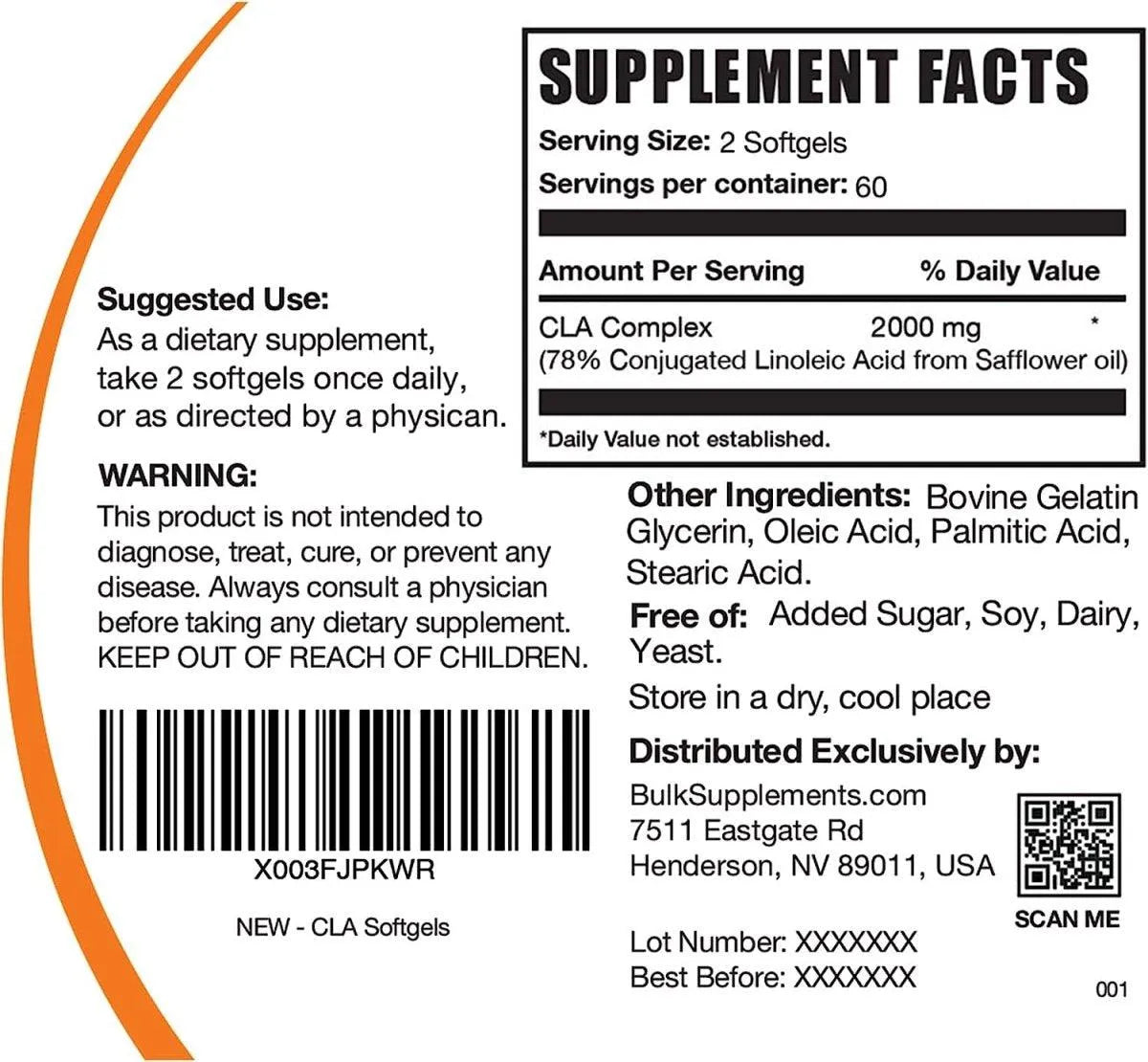 BULK SUPPLEMENTS - BULKSUPPLEMENTS Conjugated Linoleic Acid Softgels CLA 1000Mg. 120 Capsulas Blandas - The Red Vitamin MX - Suplementos Alimenticios - {{ shop.shopifyCountryName }}