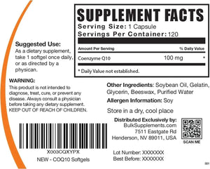 BULK SUPPLEMENTS - BULKSUPPLEMENTS CoQ10 100Mg. 120 Capsulas - The Red Vitamin MX - Suplementos Alimenticios - {{ shop.shopifyCountryName }}