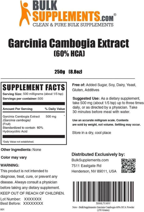 BULK SUPPLEMENTS - BulkSupplements Garcinia Cambogia Extract Powder 500Mg. 250Gr. - The Red Vitamin MX - Suplementos Alimenticios - {{ shop.shopifyCountryName }}